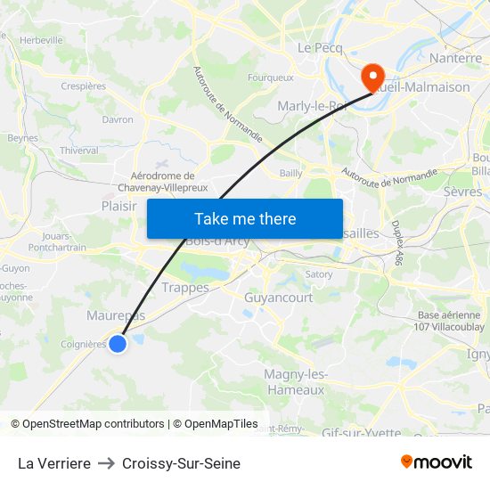 La Verriere to Croissy-Sur-Seine map