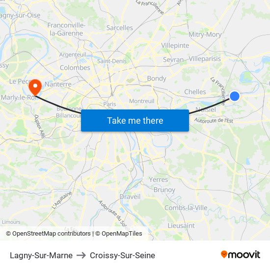 Lagny-Sur-Marne to Croissy-Sur-Seine map