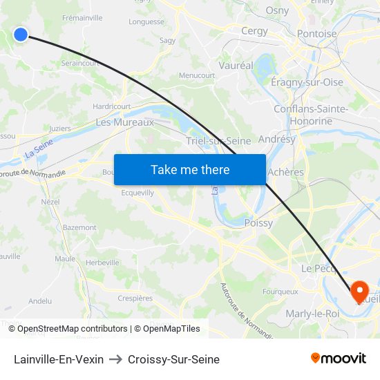 Lainville-En-Vexin to Croissy-Sur-Seine map