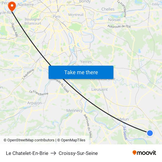 Le Chatelet-En-Brie to Croissy-Sur-Seine map