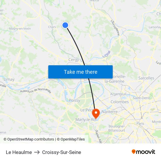 Le Heaulme to Croissy-Sur-Seine map
