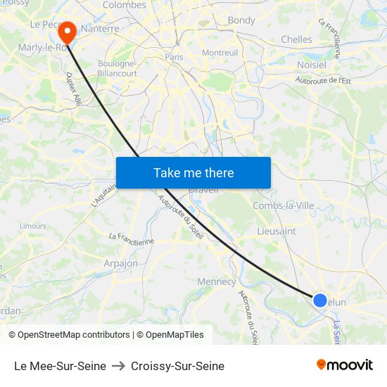 Le Mee-Sur-Seine to Croissy-Sur-Seine map