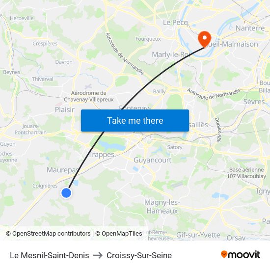 Le Mesnil-Saint-Denis to Croissy-Sur-Seine map