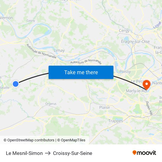 Le Mesnil-Simon to Croissy-Sur-Seine map