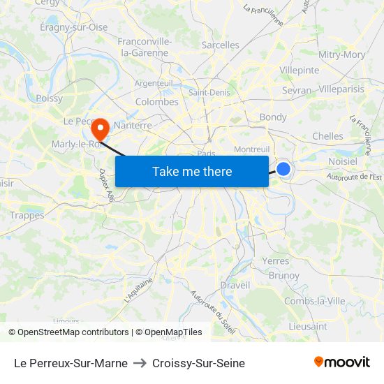 Le Perreux-Sur-Marne to Croissy-Sur-Seine map