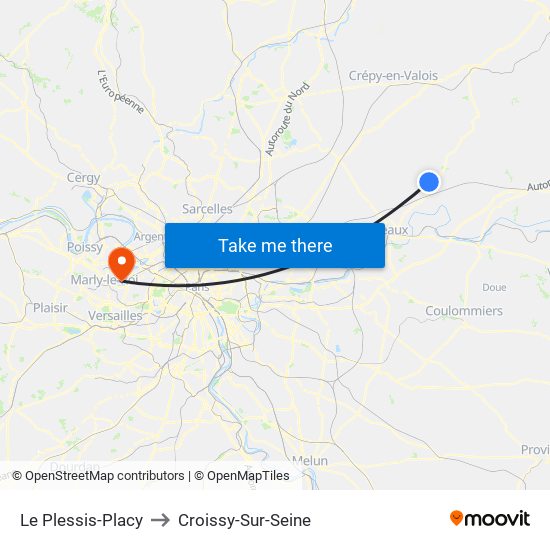 Le Plessis-Placy to Croissy-Sur-Seine map
