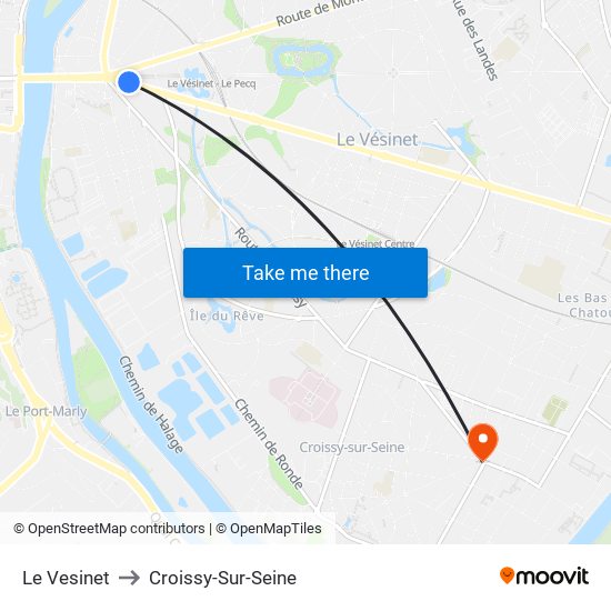 Le Vesinet to Croissy-Sur-Seine map