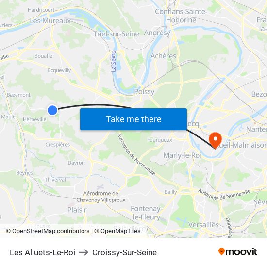 Les Alluets-Le-Roi to Croissy-Sur-Seine map