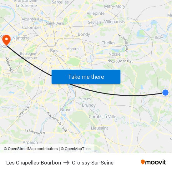 Les Chapelles-Bourbon to Croissy-Sur-Seine map