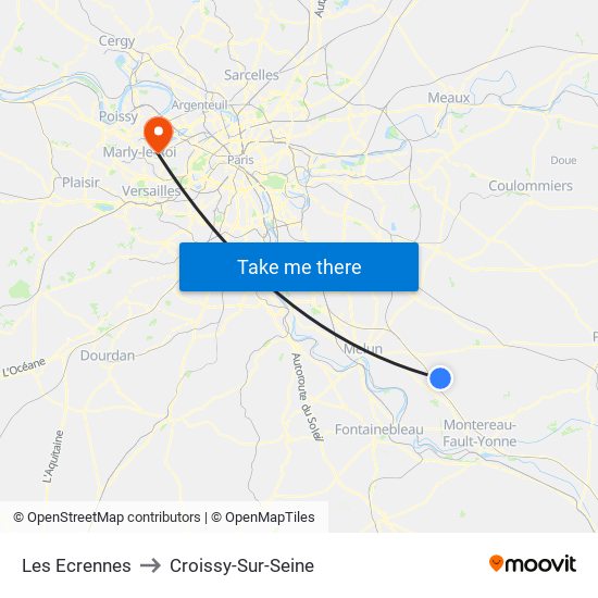 Les Ecrennes to Croissy-Sur-Seine map