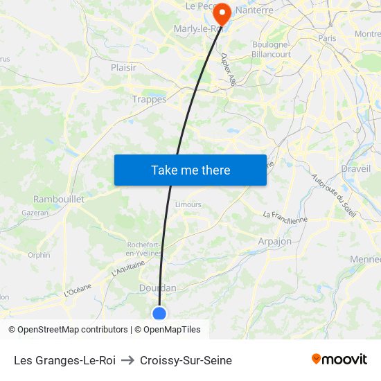 Les Granges-Le-Roi to Croissy-Sur-Seine map