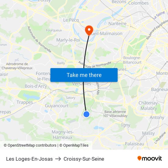 Les Loges-En-Josas to Croissy-Sur-Seine map