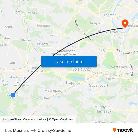 Les Mesnuls to Croissy-Sur-Seine map