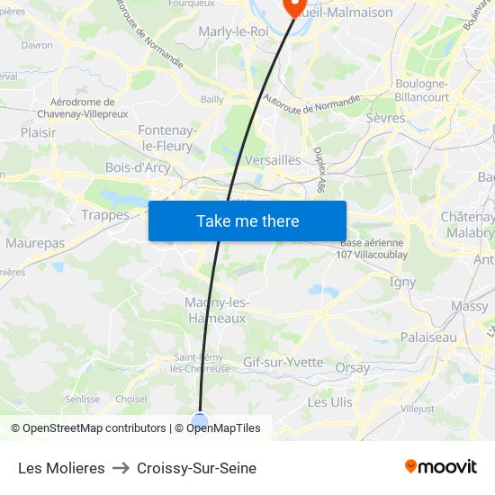 Les Molieres to Croissy-Sur-Seine map