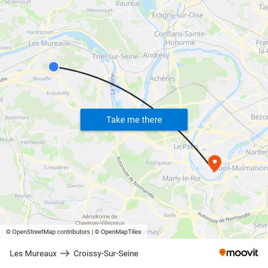 Les Mureaux to Croissy-Sur-Seine map