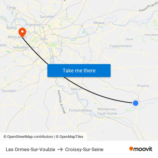 Les Ormes-Sur-Voulzie to Croissy-Sur-Seine map