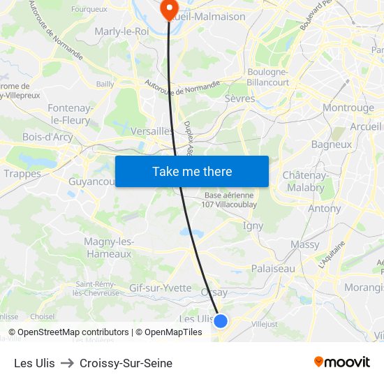 Les Ulis to Croissy-Sur-Seine map