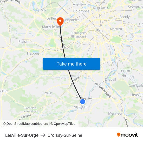 Leuville-Sur-Orge to Croissy-Sur-Seine map