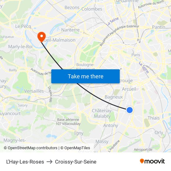 L'Hay-Les-Roses to Croissy-Sur-Seine map