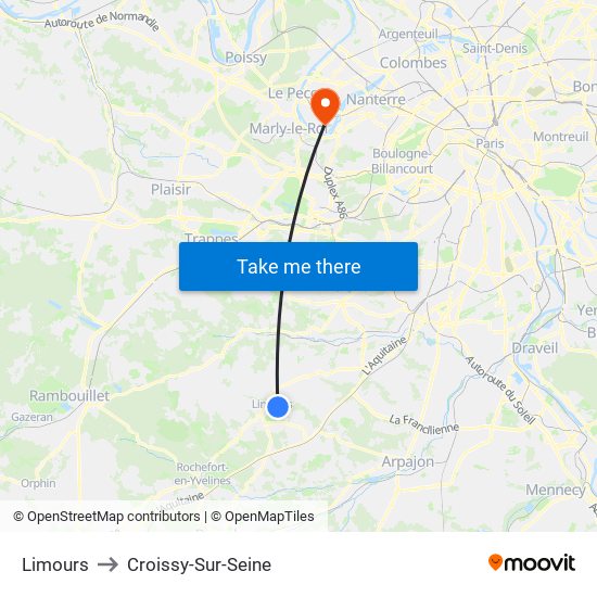 Limours to Croissy-Sur-Seine map