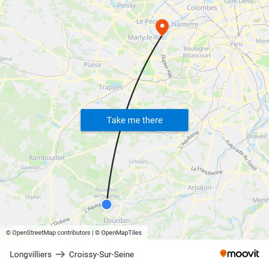 Longvilliers to Croissy-Sur-Seine map