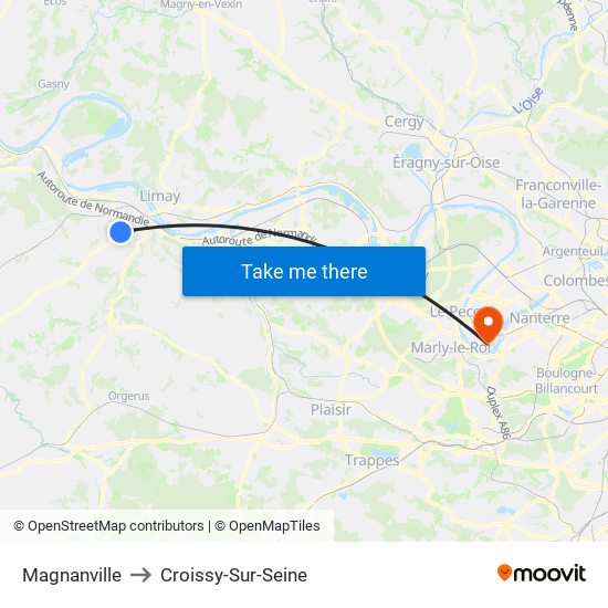 Magnanville to Croissy-Sur-Seine map