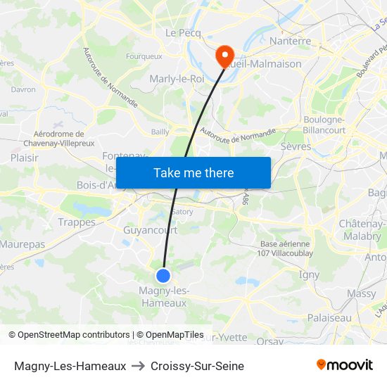 Magny-Les-Hameaux to Croissy-Sur-Seine map