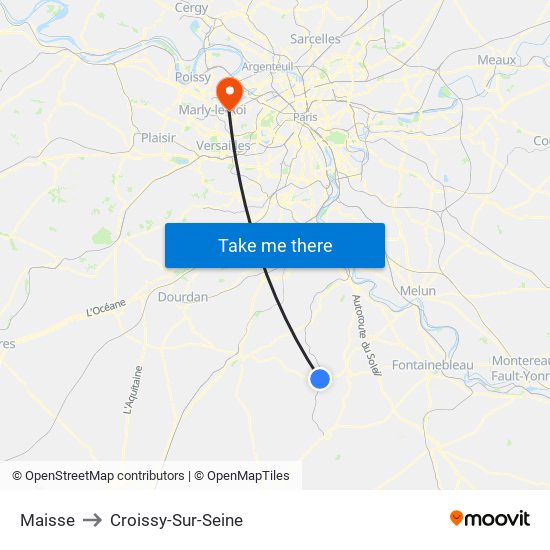 Maisse to Croissy-Sur-Seine map