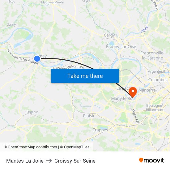 Mantes-La-Jolie to Croissy-Sur-Seine map
