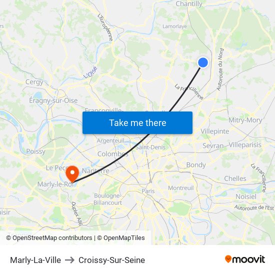 Marly-La-Ville to Croissy-Sur-Seine map