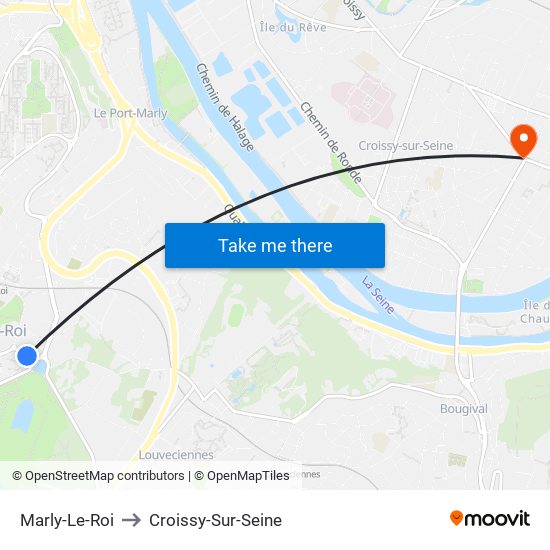 Marly-Le-Roi to Croissy-Sur-Seine map