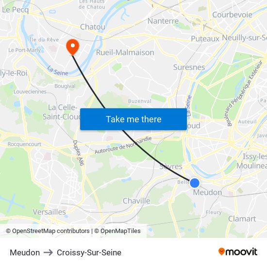 Meudon to Croissy-Sur-Seine map