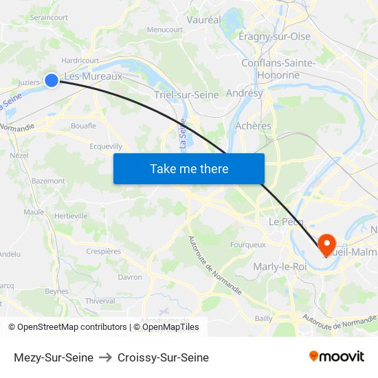 Mezy-Sur-Seine to Croissy-Sur-Seine map