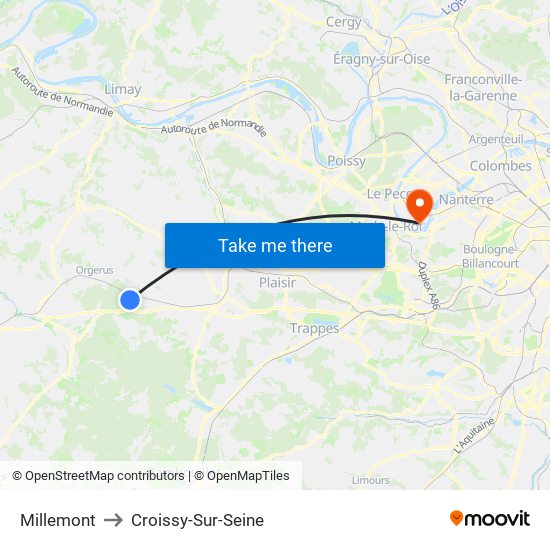 Millemont to Croissy-Sur-Seine map