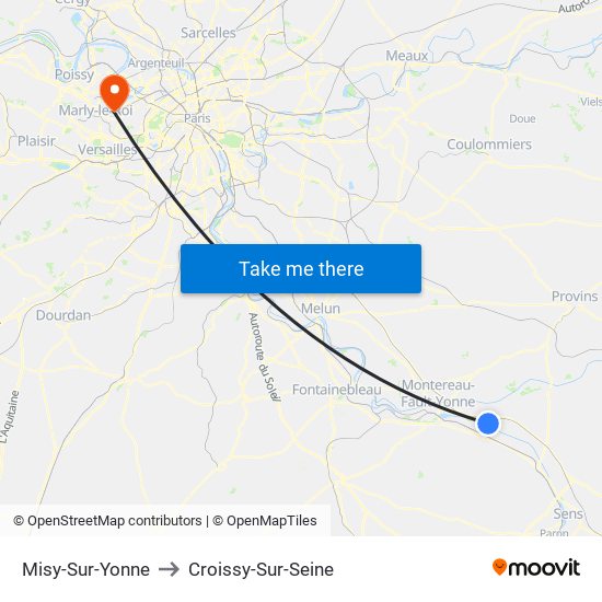 Misy-Sur-Yonne to Croissy-Sur-Seine map