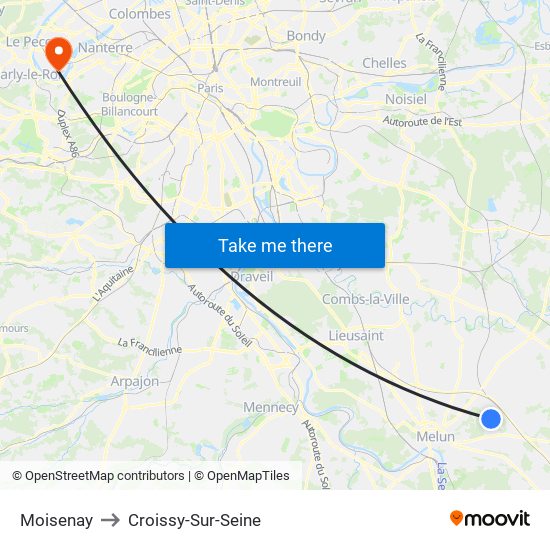 Moisenay to Croissy-Sur-Seine map