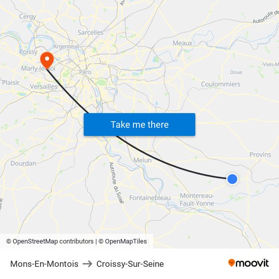 Mons-En-Montois to Croissy-Sur-Seine map
