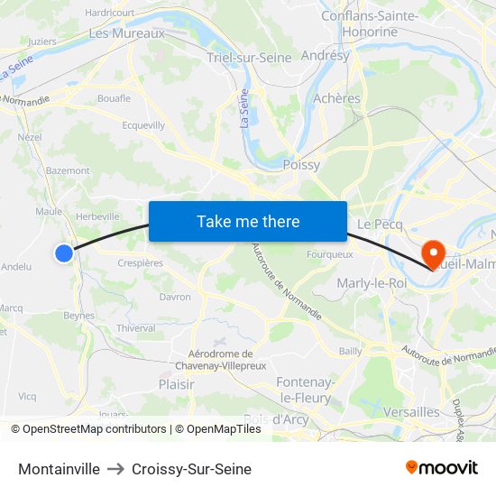 Montainville to Croissy-Sur-Seine map