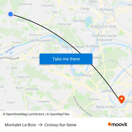 Montalet-Le-Bois to Croissy-Sur-Seine map