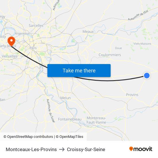 Montceaux-Les-Provins to Croissy-Sur-Seine map