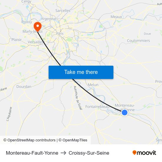 Montereau-Fault-Yonne to Croissy-Sur-Seine map