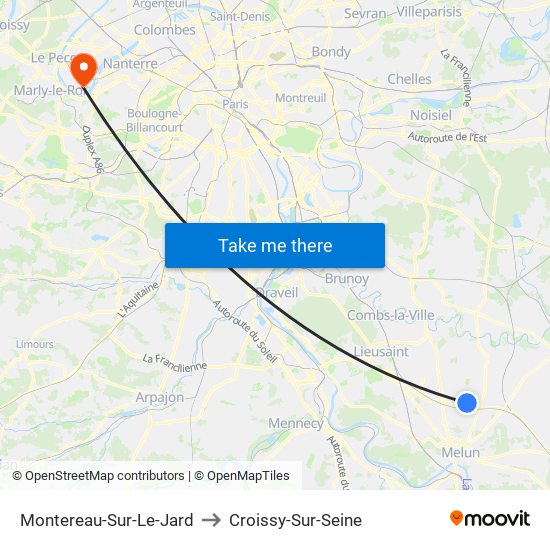 Montereau-Sur-Le-Jard to Croissy-Sur-Seine map