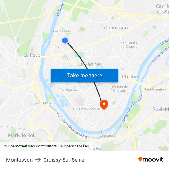 Montesson to Croissy-Sur-Seine map