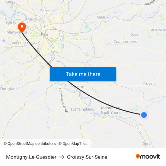 Montigny-Le-Guesdier to Croissy-Sur-Seine map