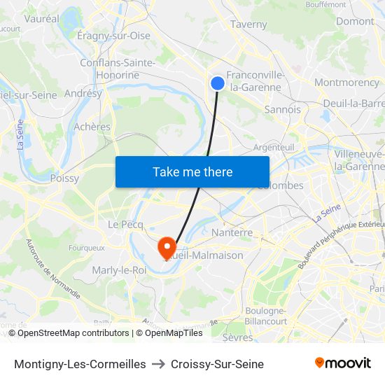 Montigny-Les-Cormeilles to Croissy-Sur-Seine map