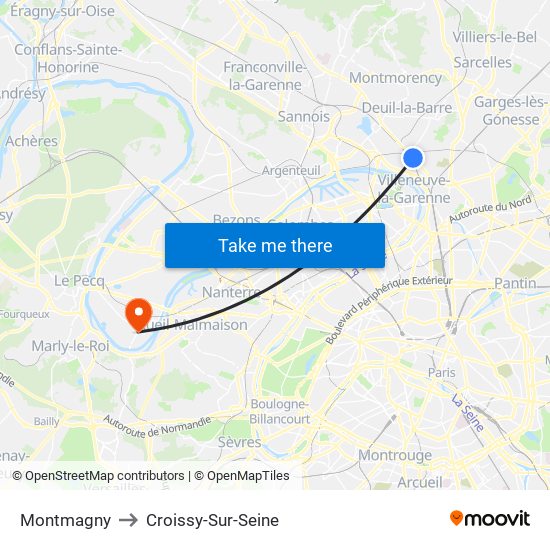 Montmagny to Croissy-Sur-Seine map