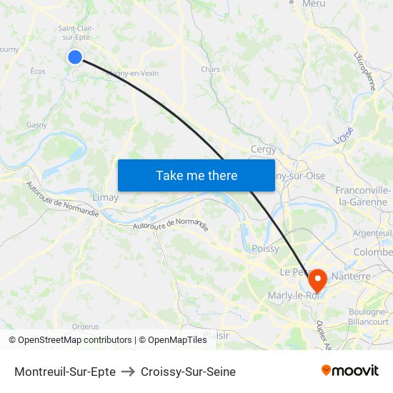 Montreuil-Sur-Epte to Croissy-Sur-Seine map