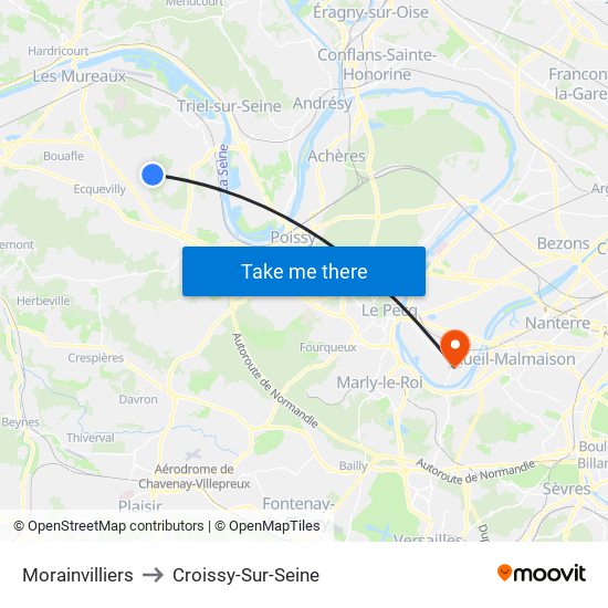 Morainvilliers to Croissy-Sur-Seine map
