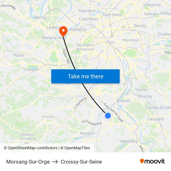 Morsang-Sur-Orge to Croissy-Sur-Seine map