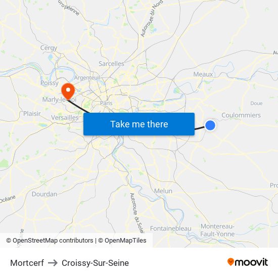 Mortcerf to Croissy-Sur-Seine map